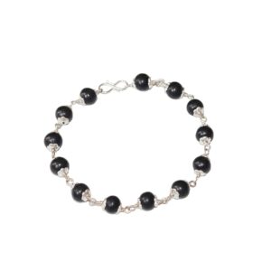 Karungali/Ebony Beads Bracelet with silver caps