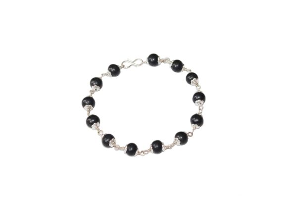 Karungali/Ebony Beads Bracelet with silver caps