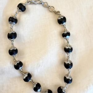 Karungali/Ebony Beads Bracelet with silver caps