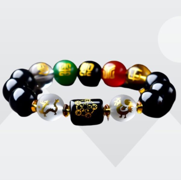 Five-Element Obsidian Bracelet (12 mm Beads) - Image 4