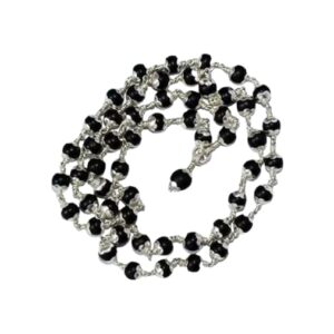 Karungali/Ebony Beads Mala with Silver caps (54 Beads Mala)