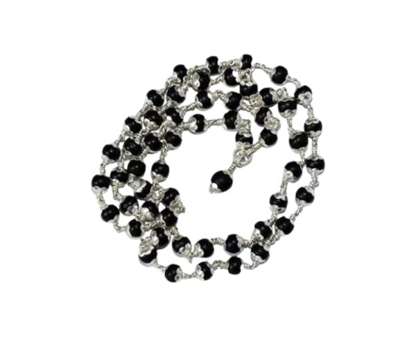 Karungali/Ebony Beads Mala with Silver caps (54 Beads Mala)