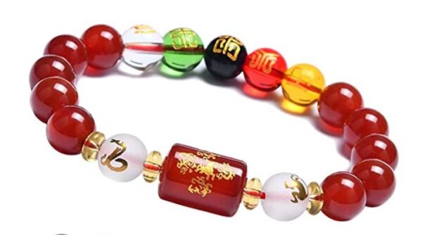 Five-Element Red Agate Bracelet (10 mm Beads) - Image 3