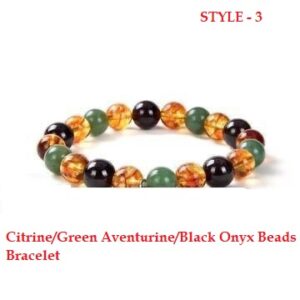 Citrine, Green Aventurine, Black Oynx Bead Braacelet