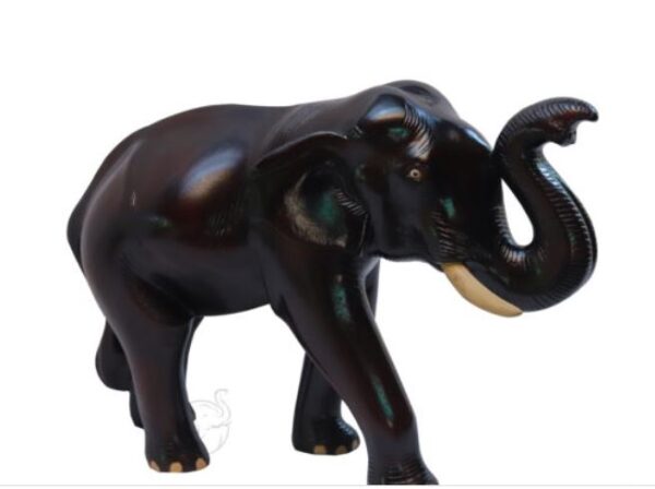 Hand Carved Elephant Statue,  Wooden Elephant Sculpture - Image 3