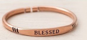 Handcrafted "Blessed" Engraved Copper Cuff Bracelet