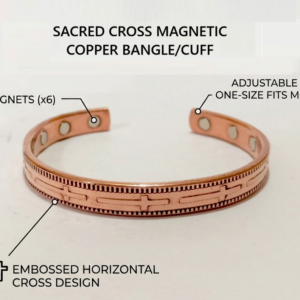 Cross Pattern Magnetic Copper Cuff Bracelet- Adjustable Cuff