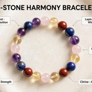 5-Stone Harmony Bracelet - Amethyst, Lapis Lazuli, Rose Quartz, Citrine & Red Jasper