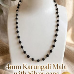 4mm Karungali Mala with Silver wire links