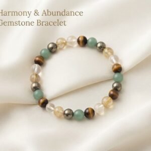 Harmony & Abundance Gemstone Bracelet-  Citrine, Pyrite, Green Aventurine, Tiger's Eye & Clear Quartz