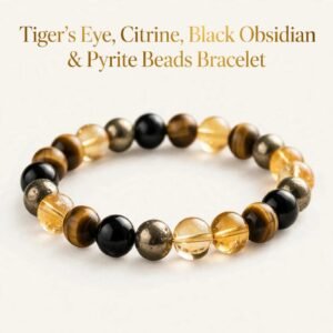 Tiger’s Eye, Citrine, Black Obsidian & Pyrite Beads Bracelet – Gemstone Energy Bracelet